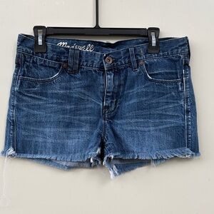 Madewell Indigo Frayed Hem Denim Shorts